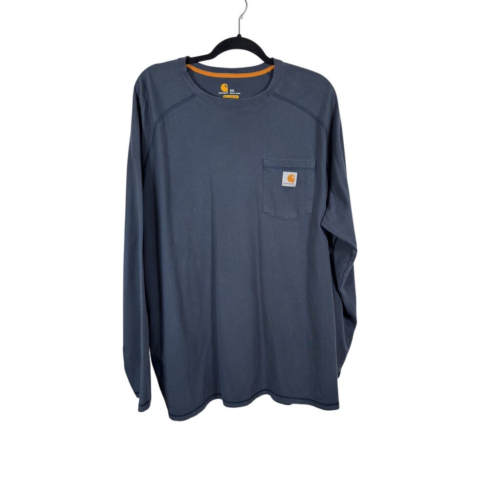 Carhartt Force Relaxed Fit Pocket T-Shirt Mens 2XL Regular Navy Blue Long Sleeve